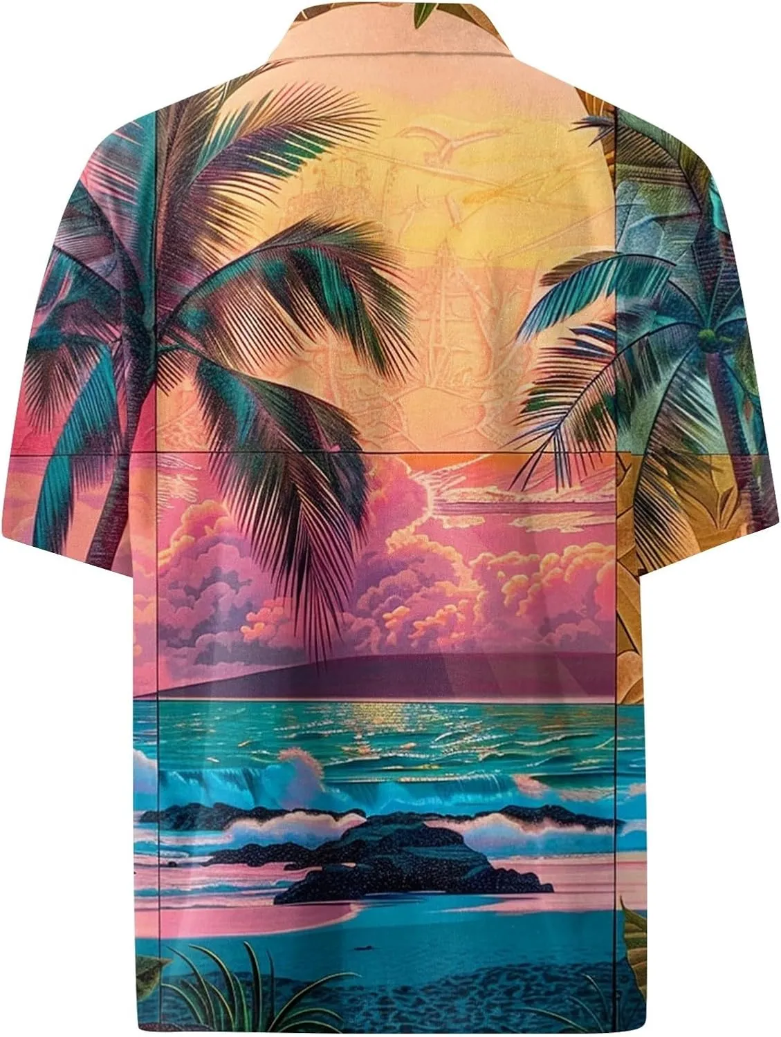 Hawaiian Button Down Shirts for Men Short Sleeve Tropical Print Tops Casual Loose Summer Beach Vacation Blouses
