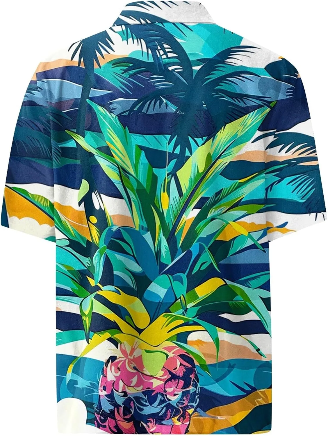 Hawaiian Button Down Shirts for Men Short Sleeve Tropical Print Tops Casual Loose Summer Beach Vacation Blouses