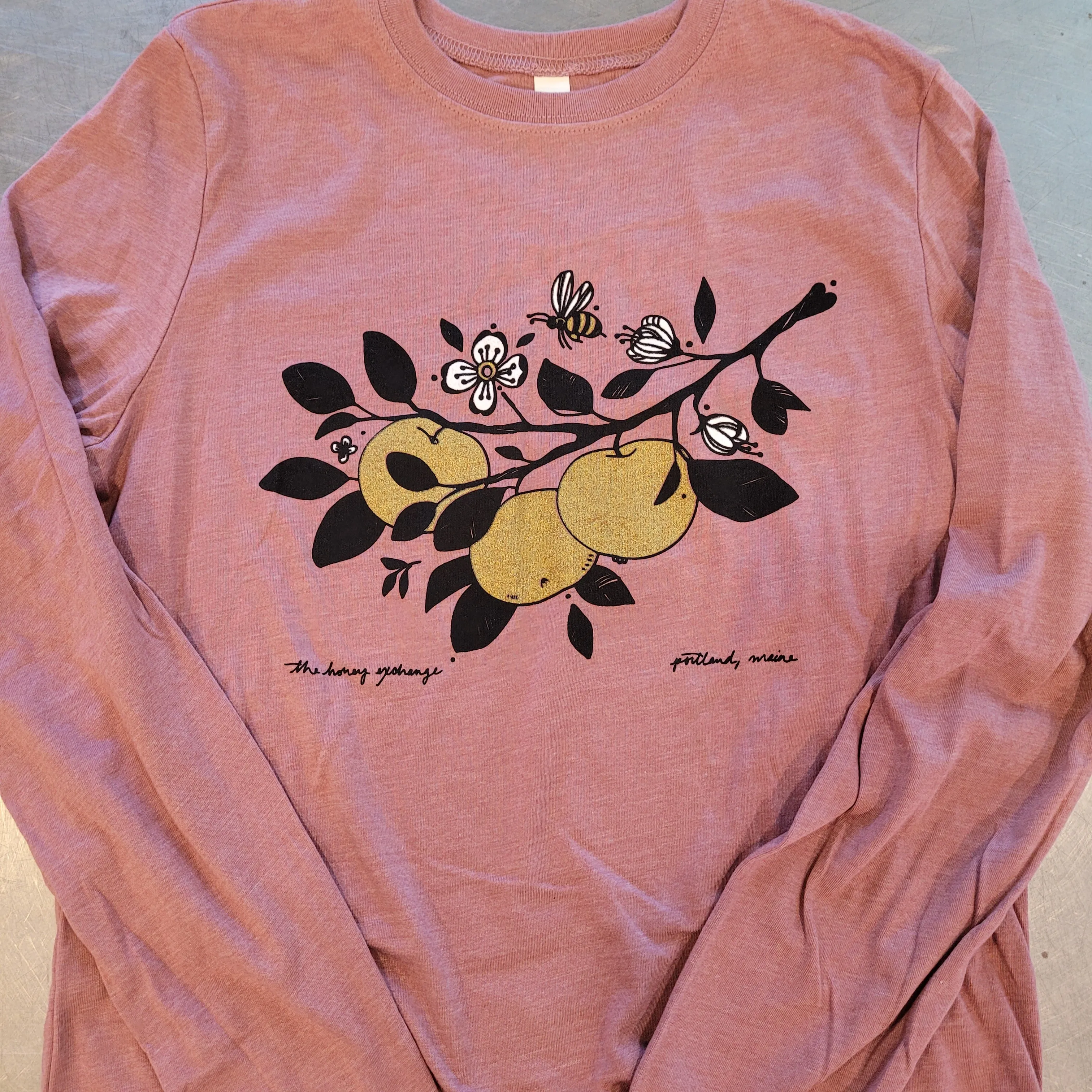 Honey Exchange Long Sleeve T-Shirt - Branch of Golden Apples design