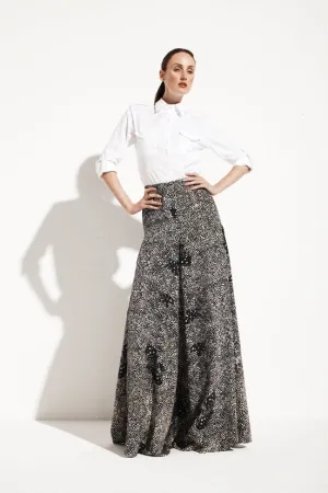Indigenous Black Dot Printed Long Skirt
