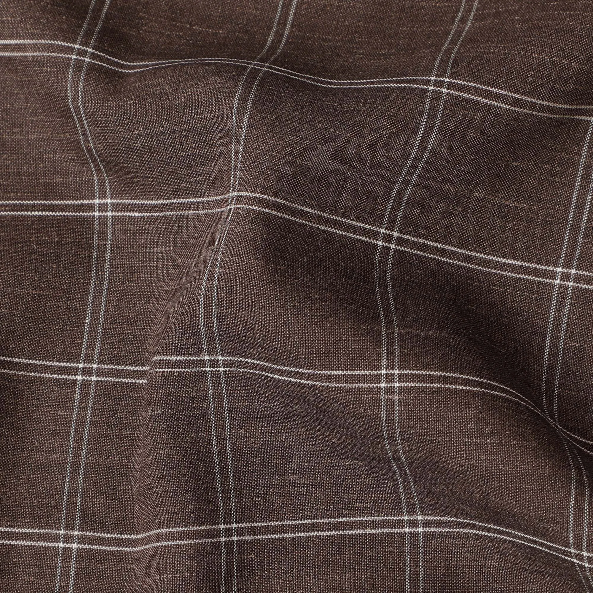 Italian Premium Brown Check Wool Fabric, 150cm Width – Classic Suiting, 3.5 Mtrs Piece-D17751