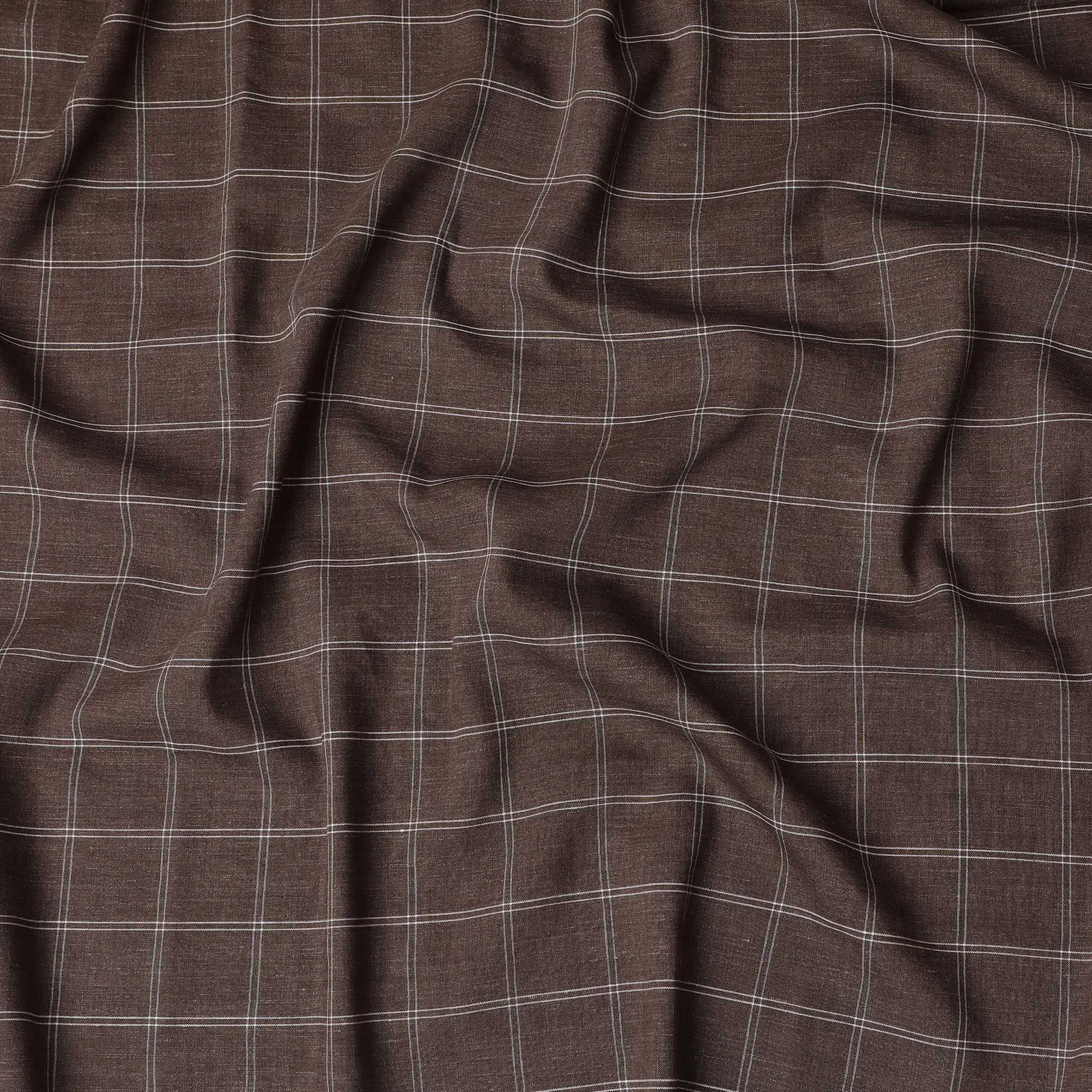 Italian Premium Brown Check Wool Fabric, 150cm Width – Classic Suiting, 3.5 Mtrs Piece-D17751