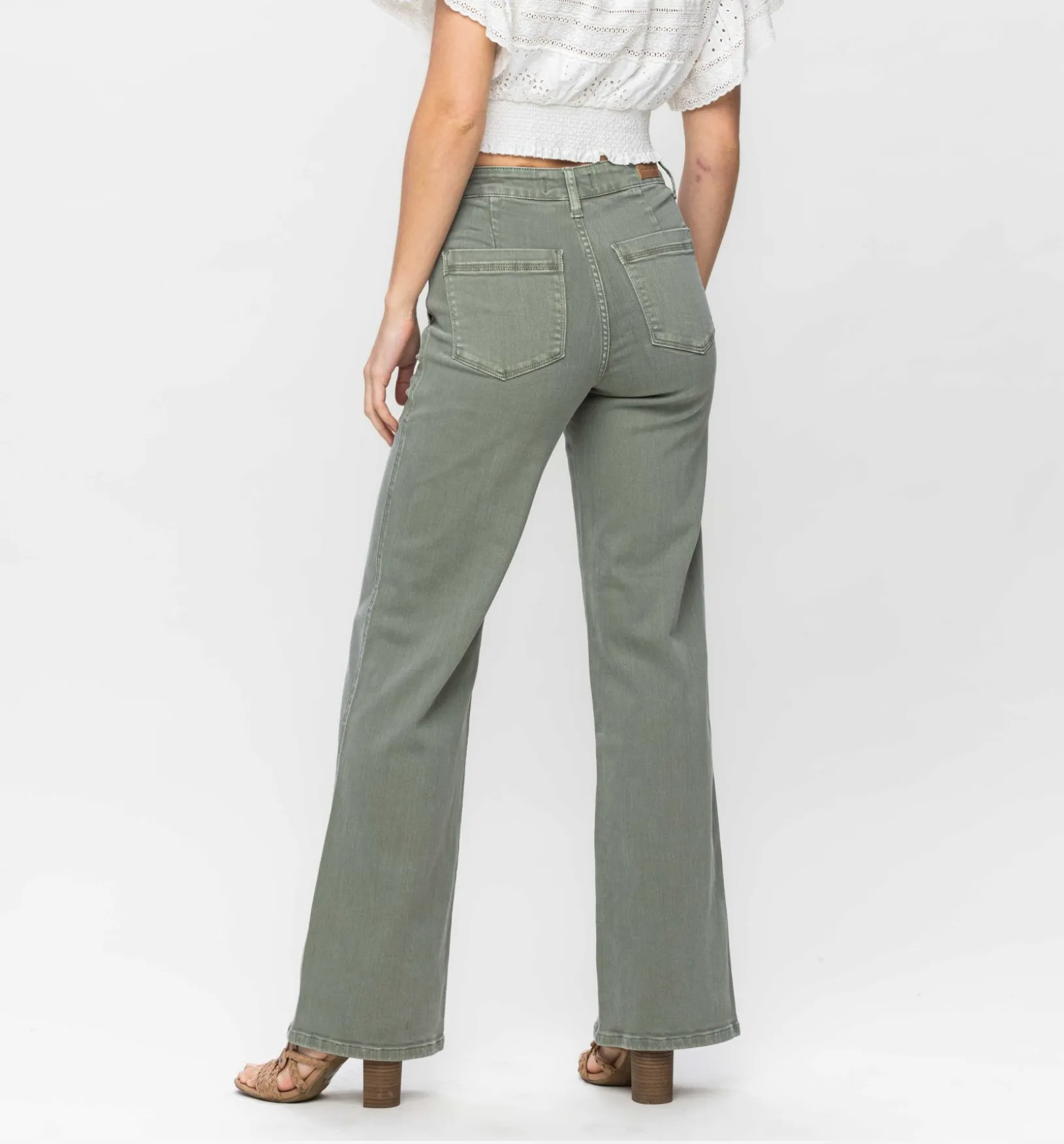 Judy Blue HW Sage Garment Dyed Straight Leg
