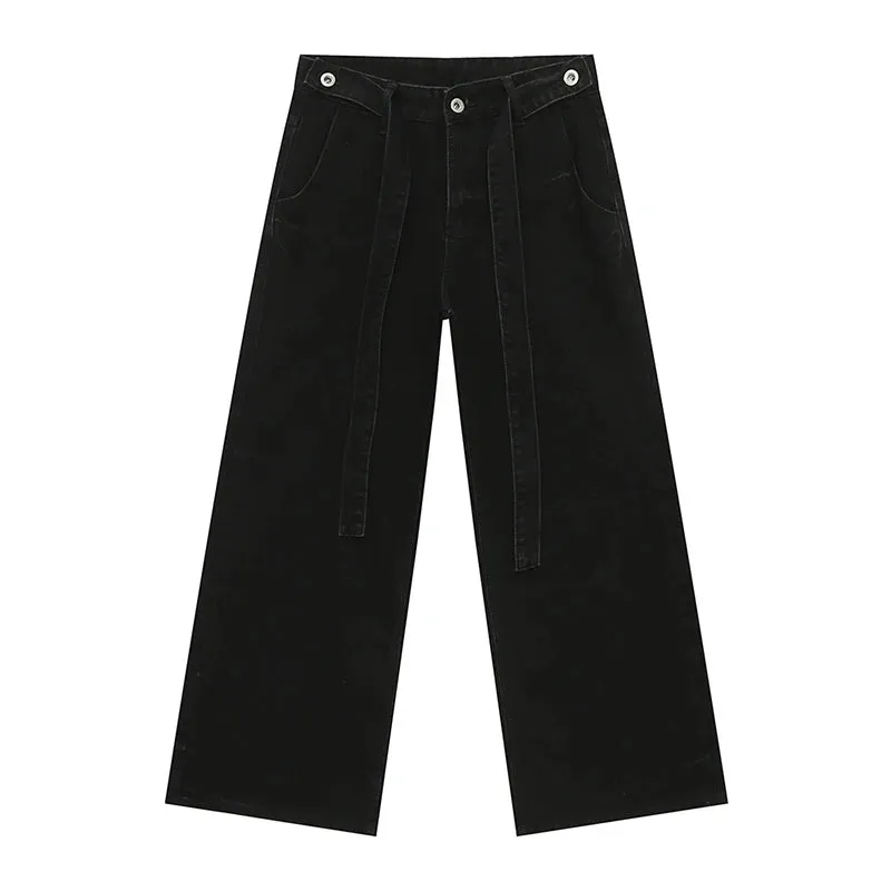Lace-up Design Silhouette Contrast Color Jeans
