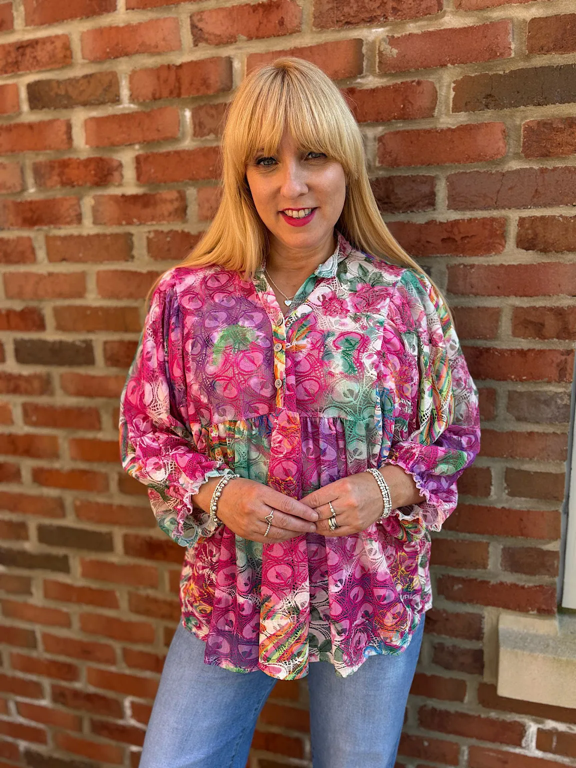 Lipstick Patterned Lace Blouse Tiffany