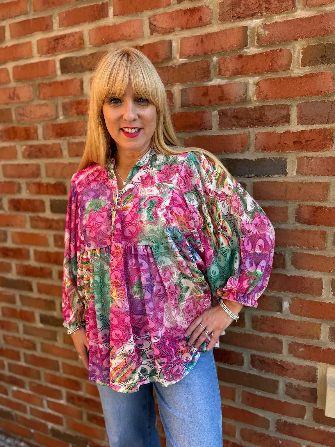Lipstick Patterned Lace Blouse Tiffany