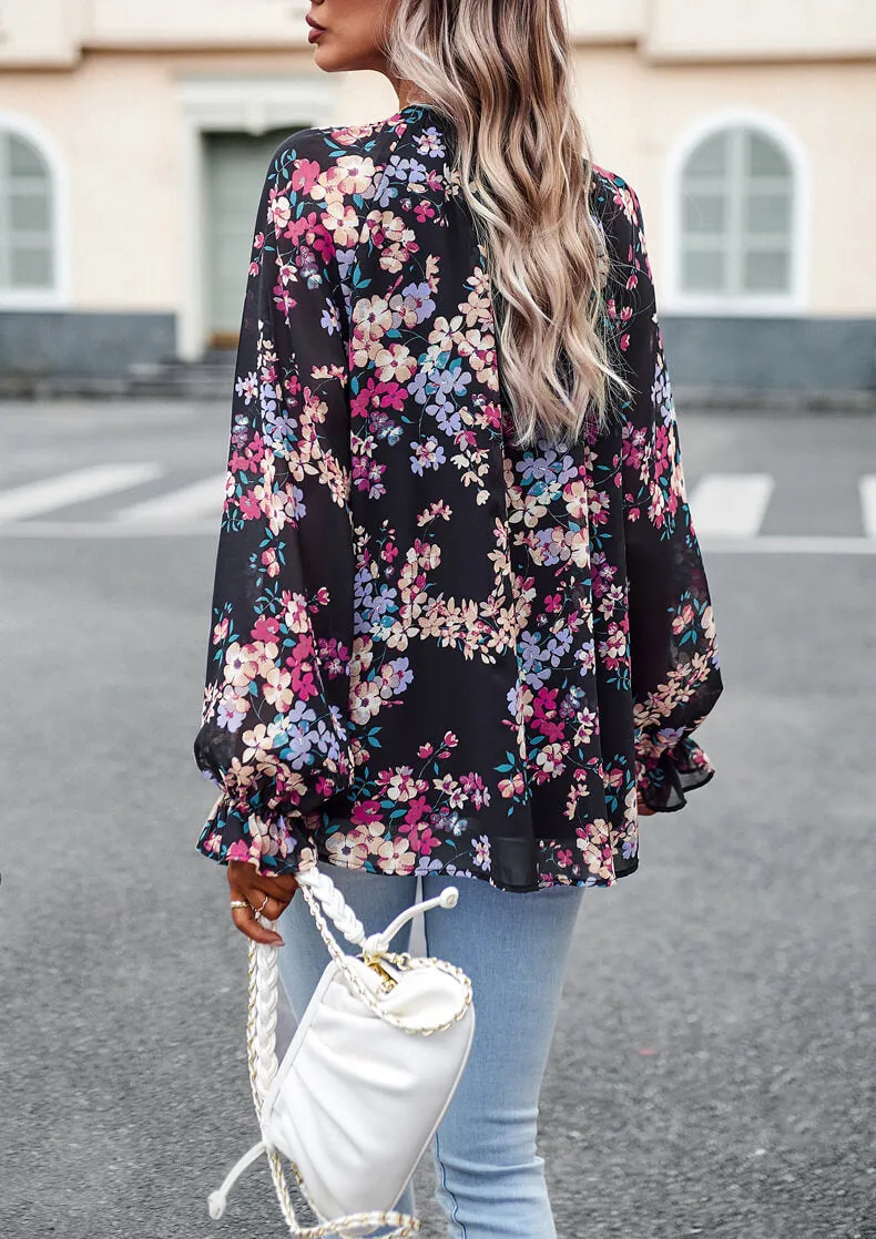 Long Sleeve Elegant Floral Blouse