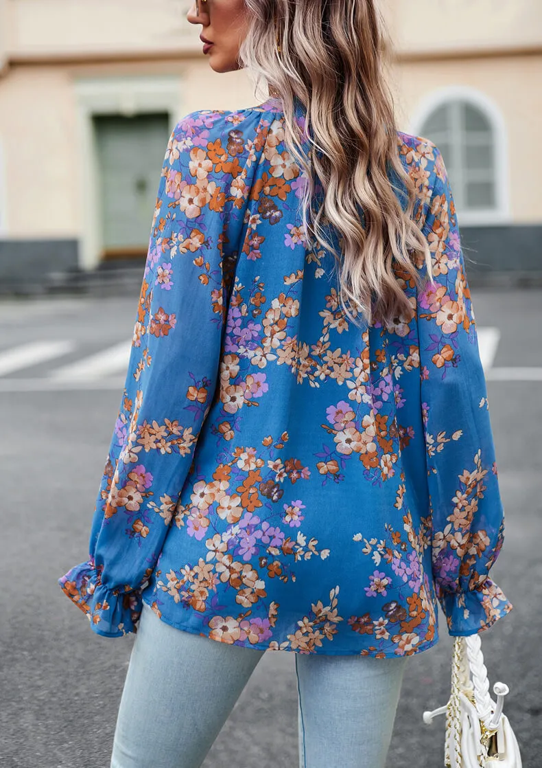 Long Sleeve Elegant Floral Blouse