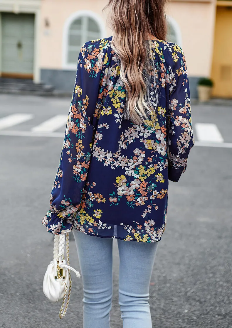 Long Sleeve Elegant Floral Blouse