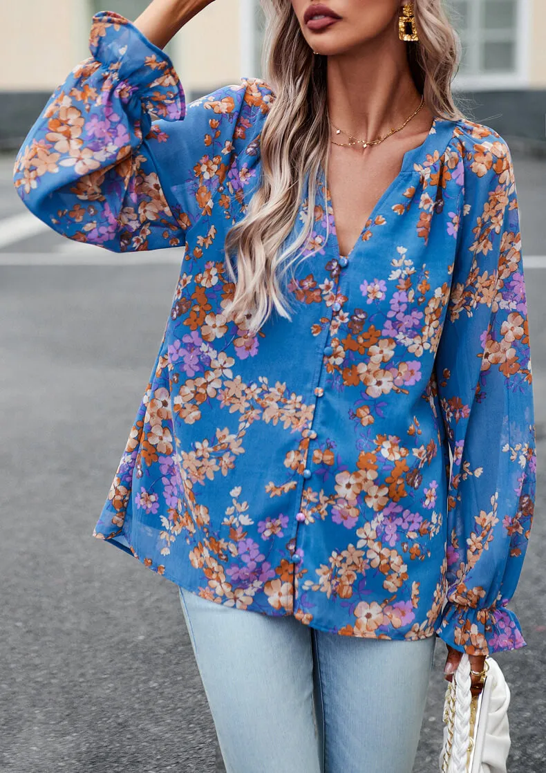Long Sleeve Elegant Floral Blouse