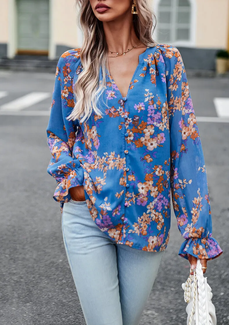 Long Sleeve Elegant Floral Blouse