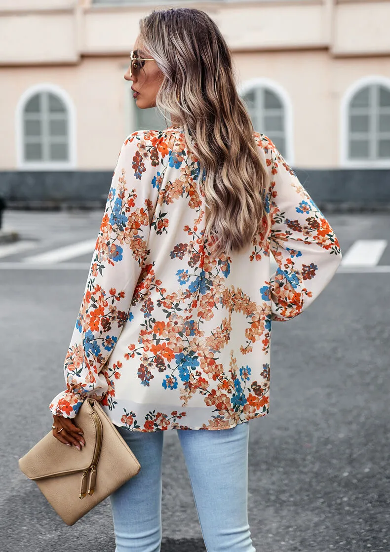 Long Sleeve Elegant Floral Blouse