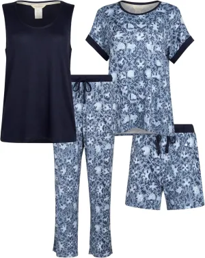Lucky Brand 4-Piece Lounge Pajamas Sets For Women - Buttery Soft Top, Tank Top, Shorts and Pants