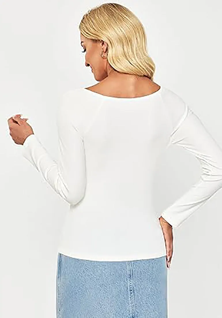 LUVAMIA Fitted Long Sleeve Slim Women Y2K Shirts Raglan Mega Stretch Top Blouses