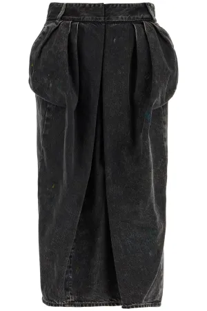 Maison Margiela black cotton vintage effect high-waisted skirt
