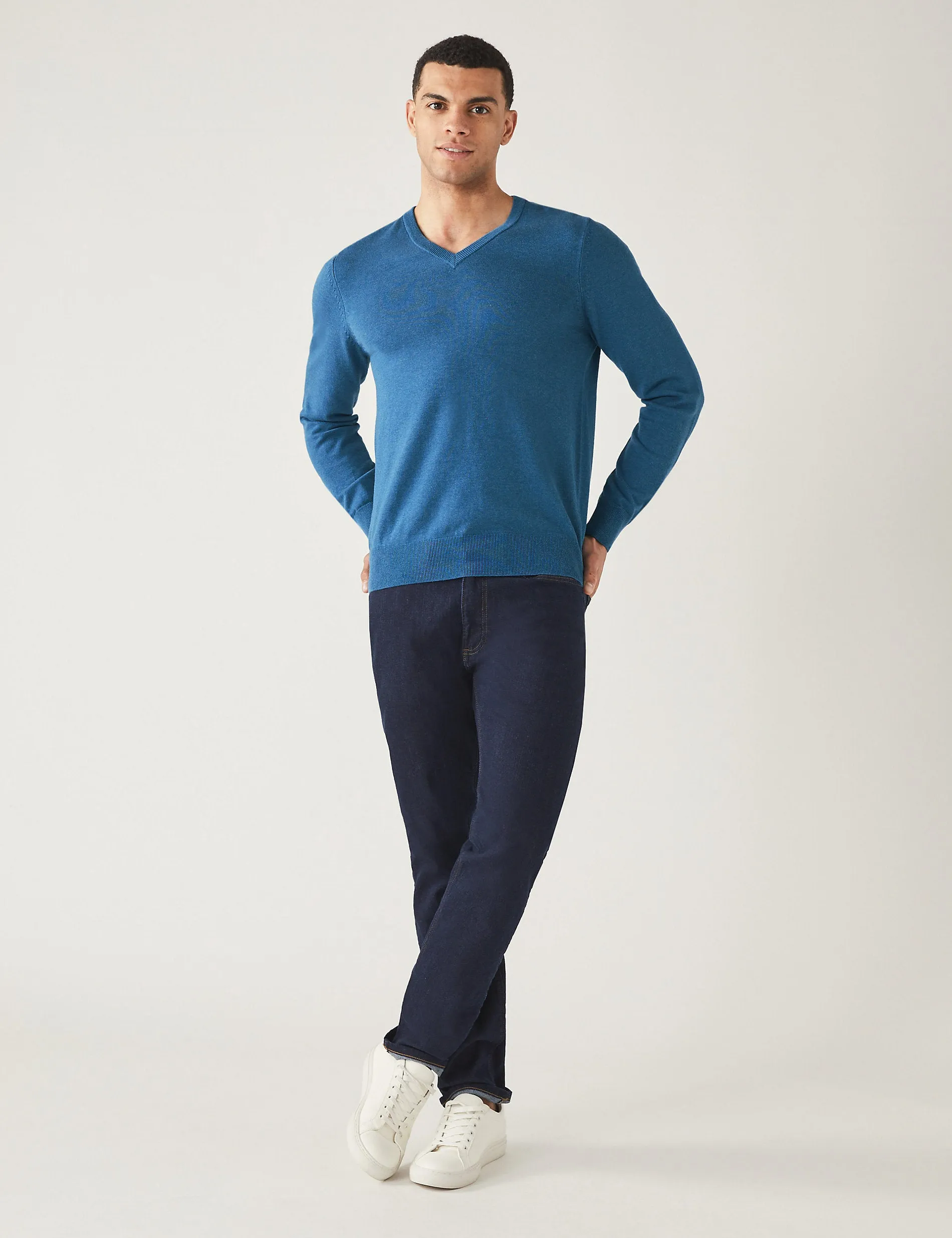 Marks & Spencer Pure Cotton V-Neck Knitted Jumper