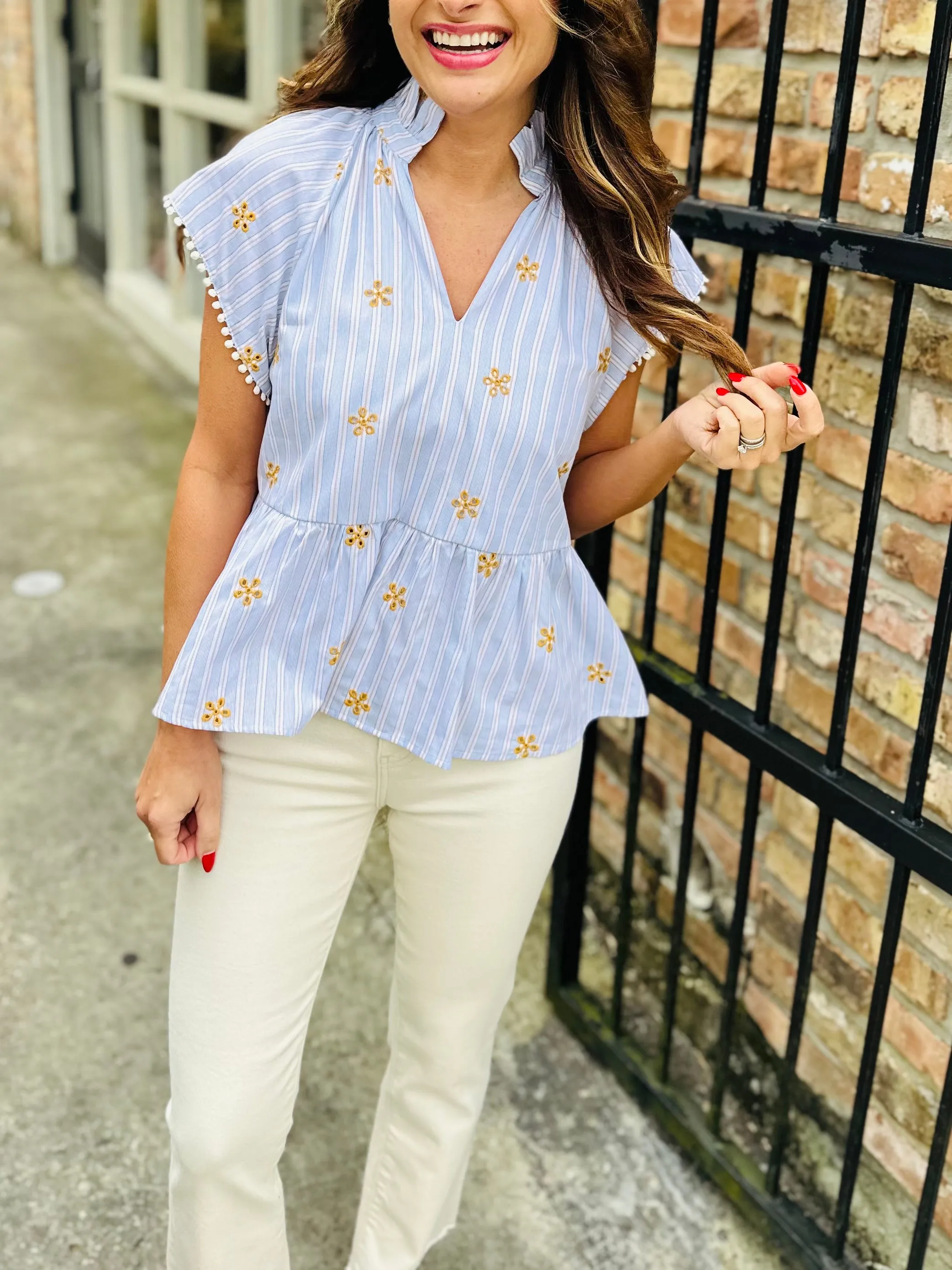 Memphis Embroidered Top