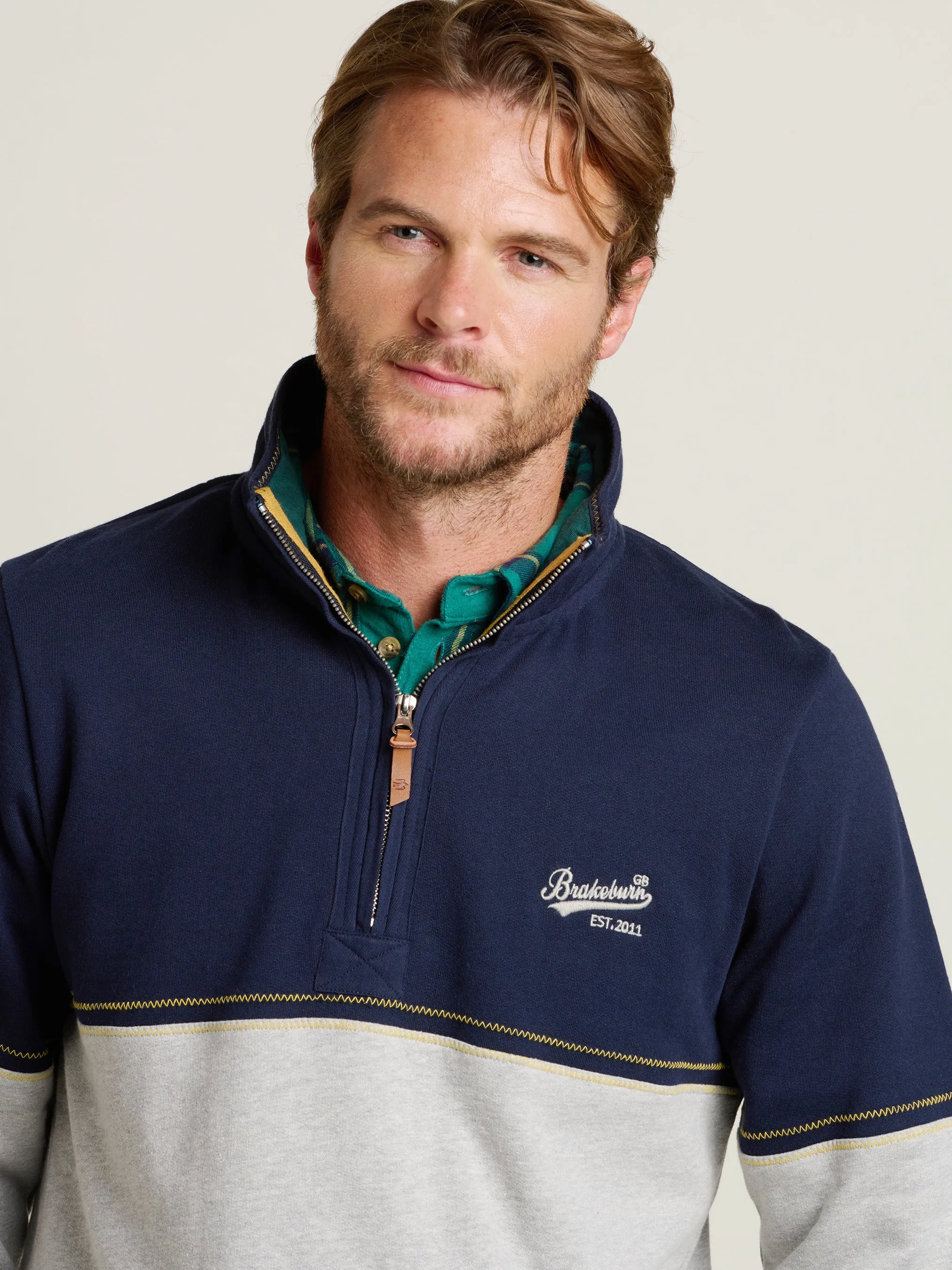 Men's Colour Block Quarter Zip Sweatshirt