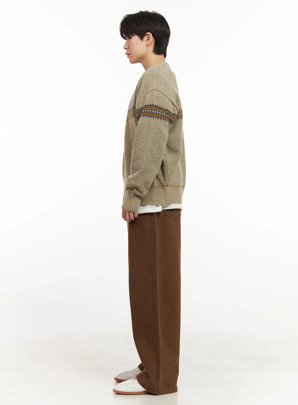 Men's Comfortable Wide-Fit Solid Color Pants IJ517