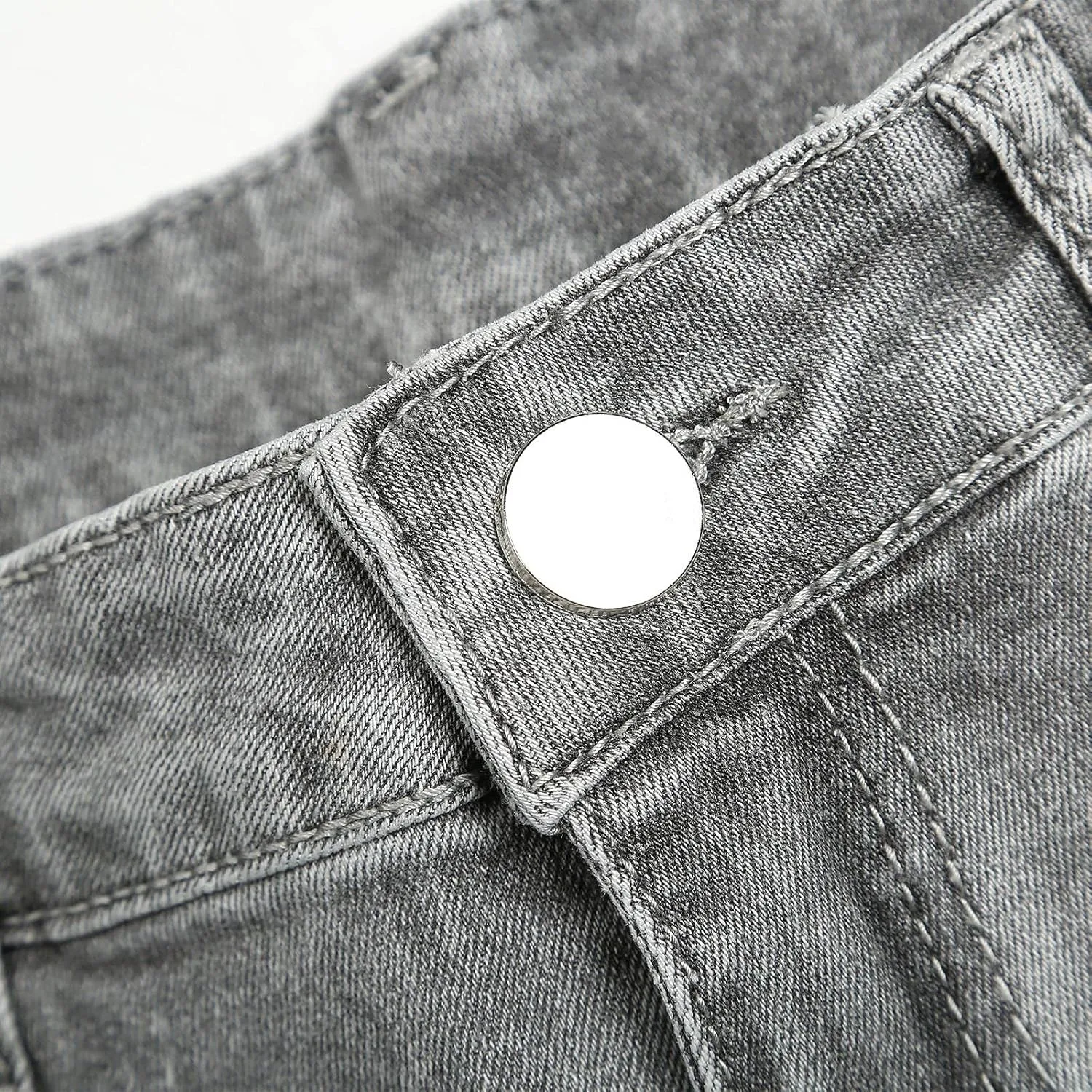 Mens Denim Jeans Slim Fit Stretch Casual Flat Front Classic Straight Essential Denim Jeans Pants with Small Feet