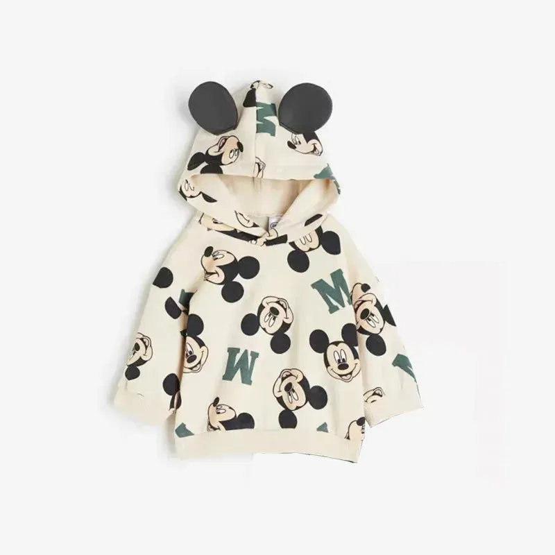 Minnie Sweatshirt For Girls Disney Autumn New Costume Toddler Full Print Hoodies Kids Cartoon Fashion Casual Sports Hooded Tops