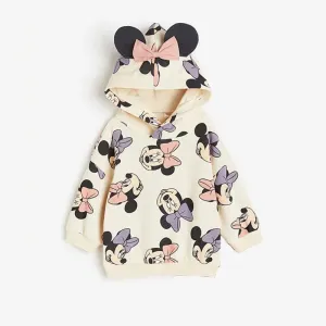 Minnie Sweatshirt For Girls Disney Autumn New Costume Toddler Full Print Hoodies Kids Cartoon Fashion Casual Sports Hooded Tops