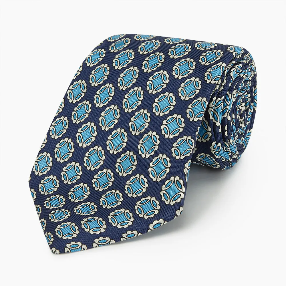 Navy Floral Geometric Tie