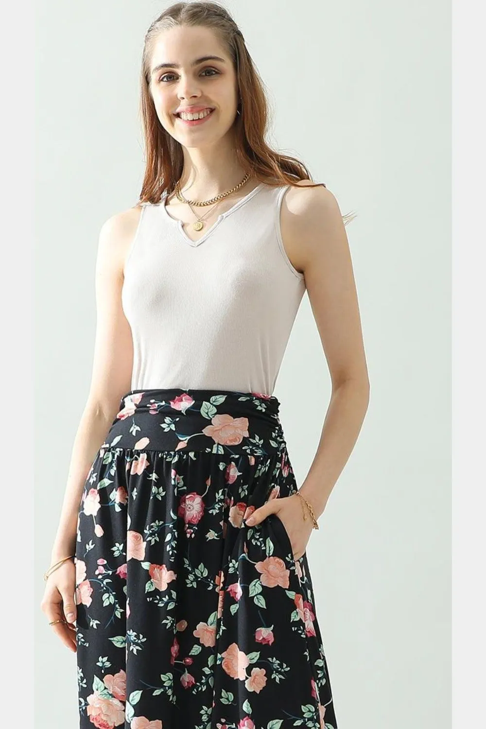 Ninexis Notched Rib Knit Tank - 4 Colors