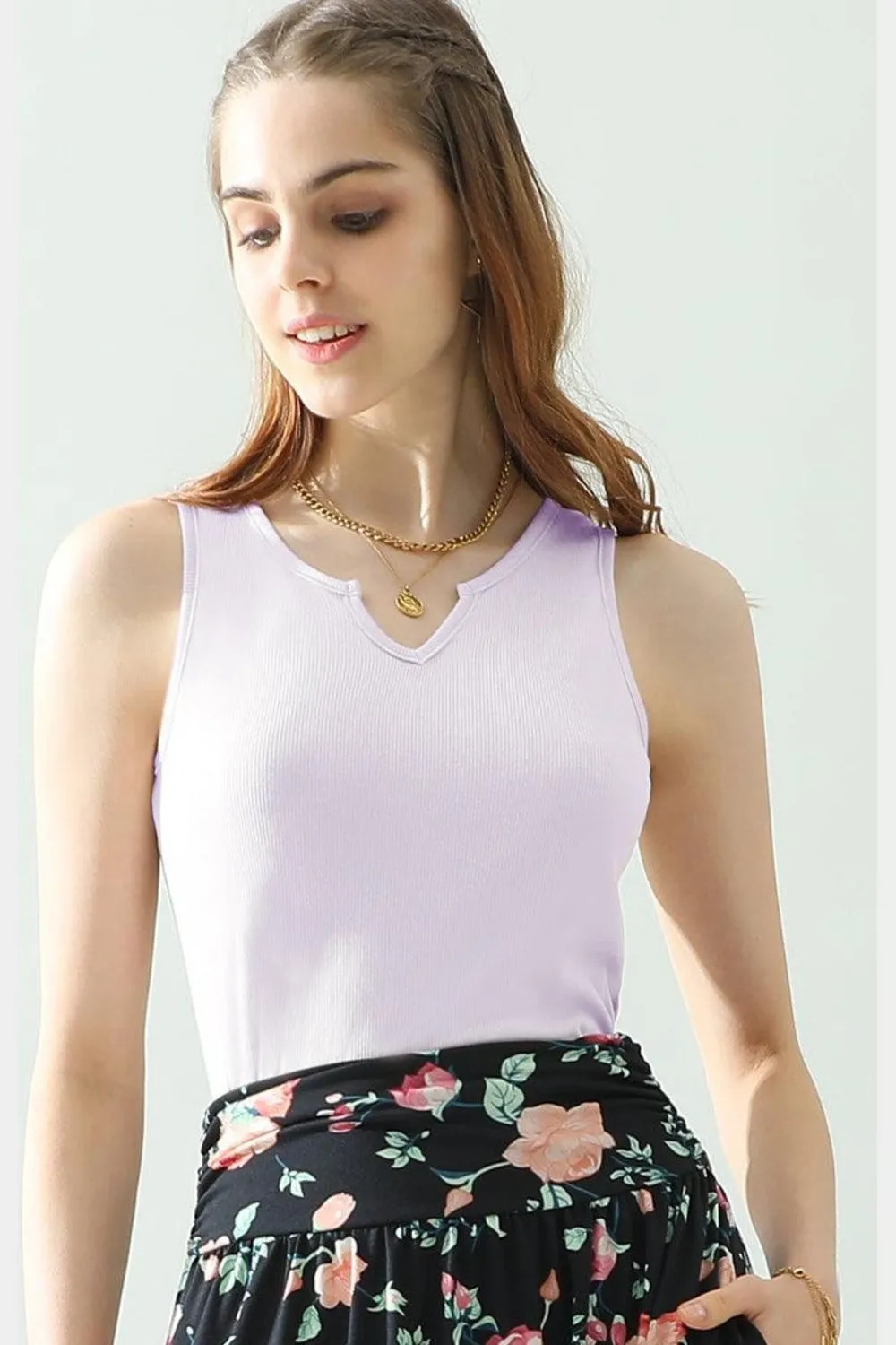 Ninexis Notched Rib Knit Tank - 4 Colors