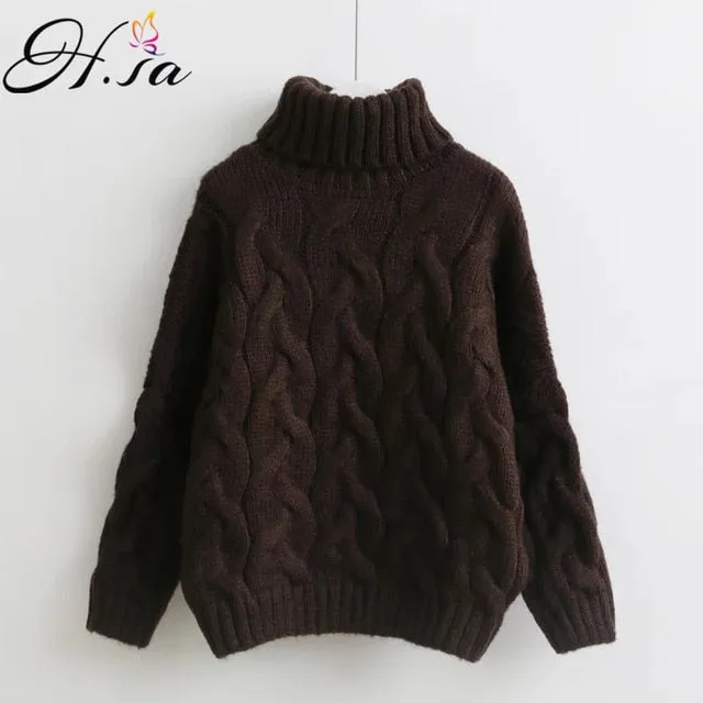 Oversized Sweater Women Turtleneck Sweaters Autumn Winter
