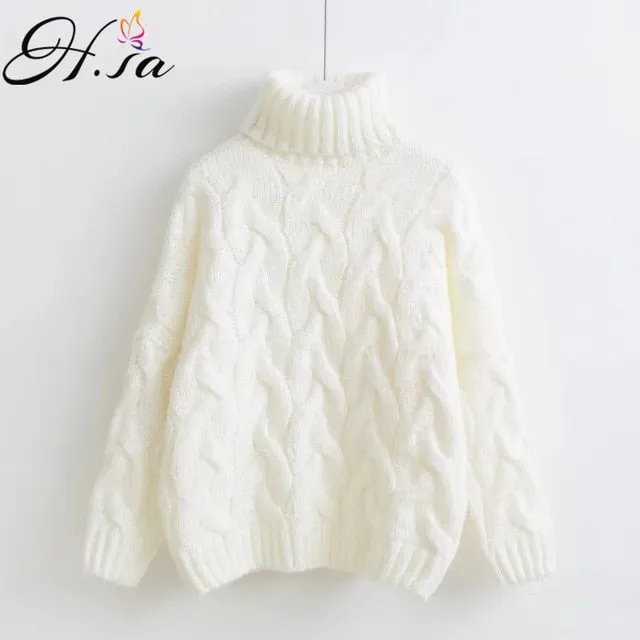 Oversized Sweater Women Turtleneck Sweaters Autumn Winter