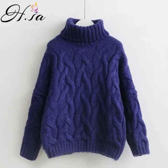 Oversized Sweater Women Turtleneck Sweaters Autumn Winter
