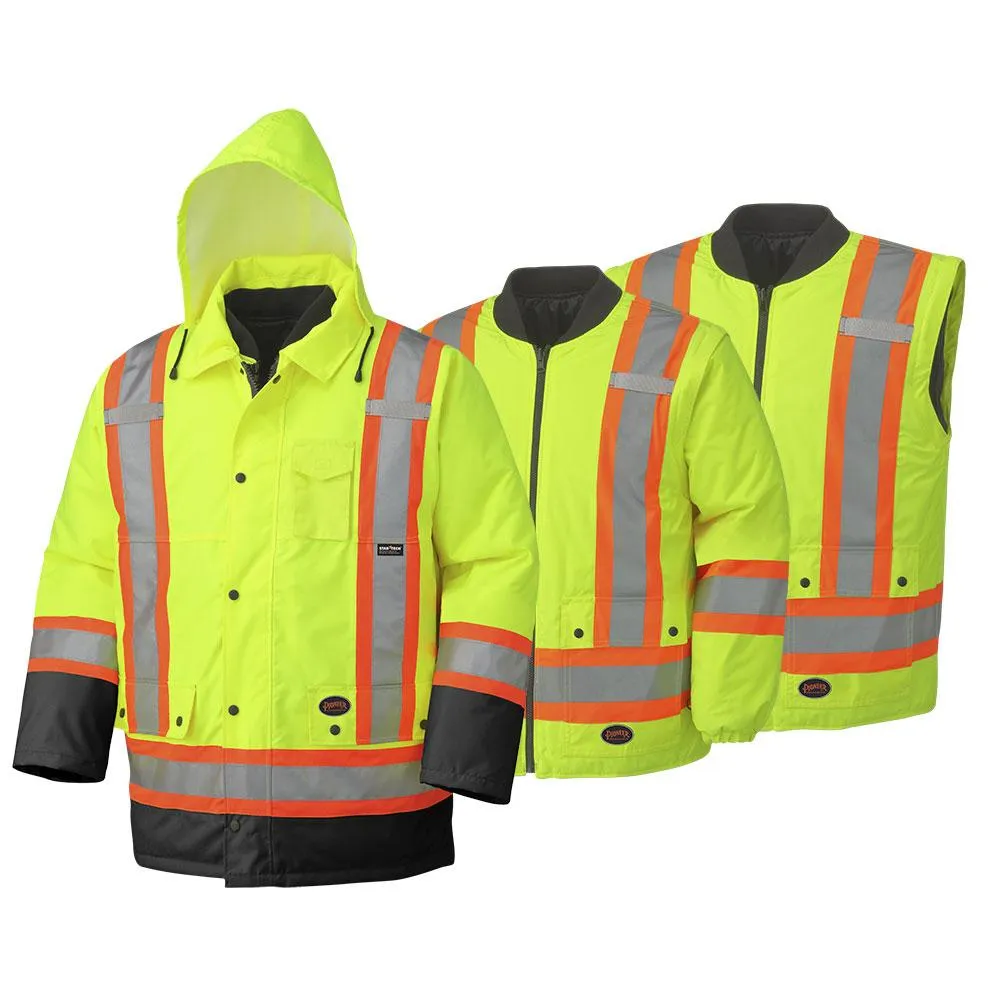 Parka - Pioneer Unisex Hi-Viz 100% Waterproof 7-in-1 Safety Parka, 5021BB / 5020BB / 5026