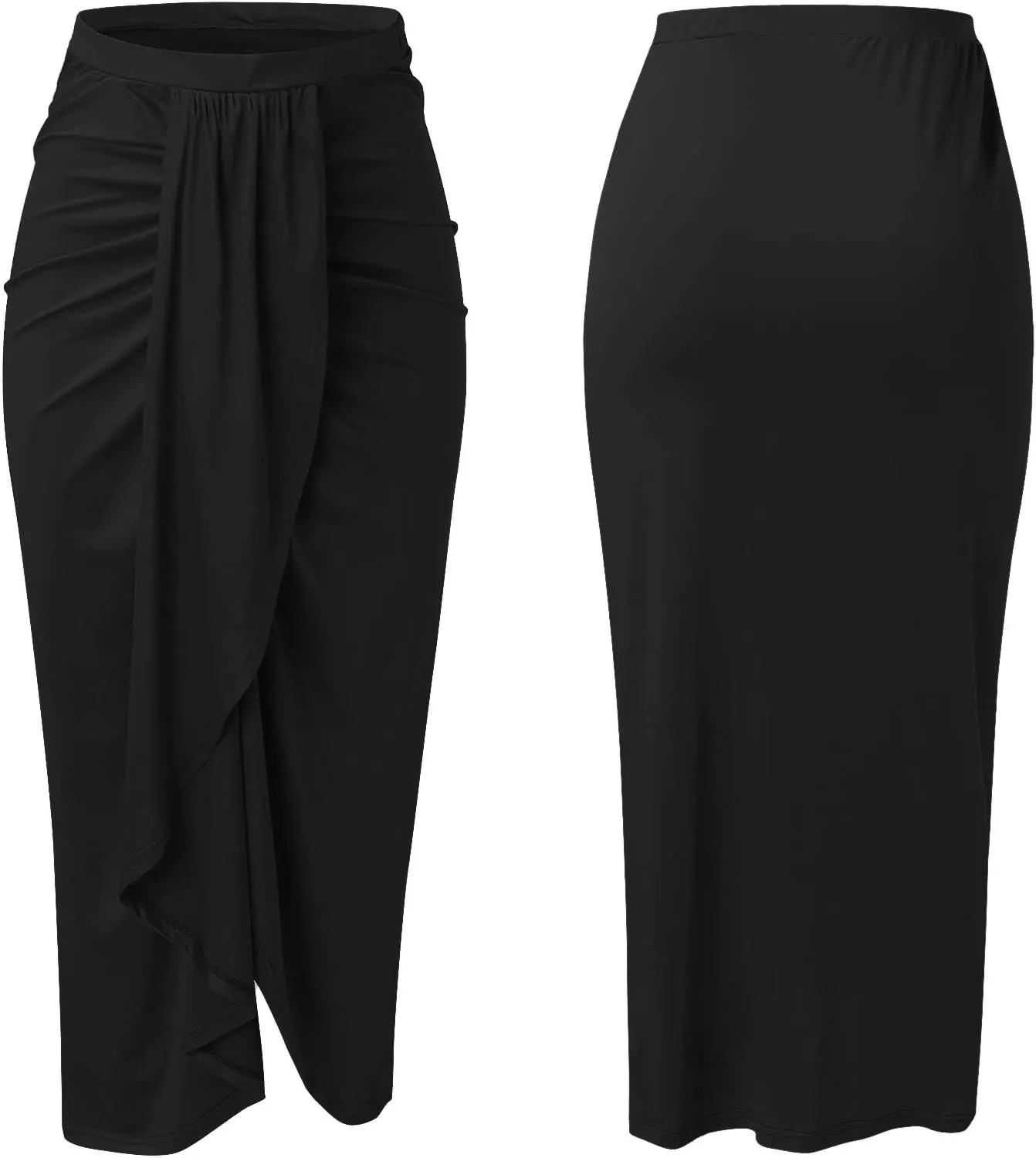 Pencil Skirt for Women Tummy Control Summer Flowy High Elastic Waist Slim Fit Stretchy Midi Skirts for Going Out