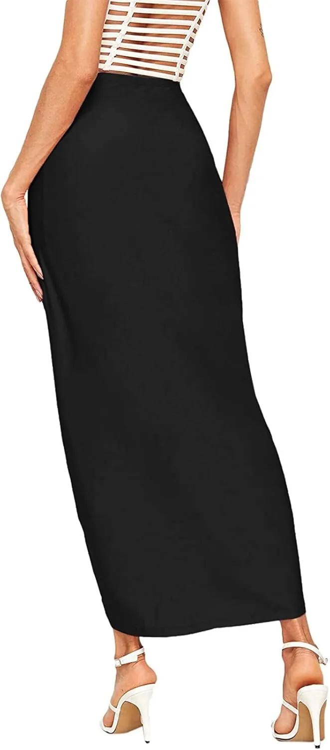 Pencil Skirt for Women Tummy Control Summer Flowy High Elastic Waist Slim Fit Stretchy Midi Skirts for Going Out