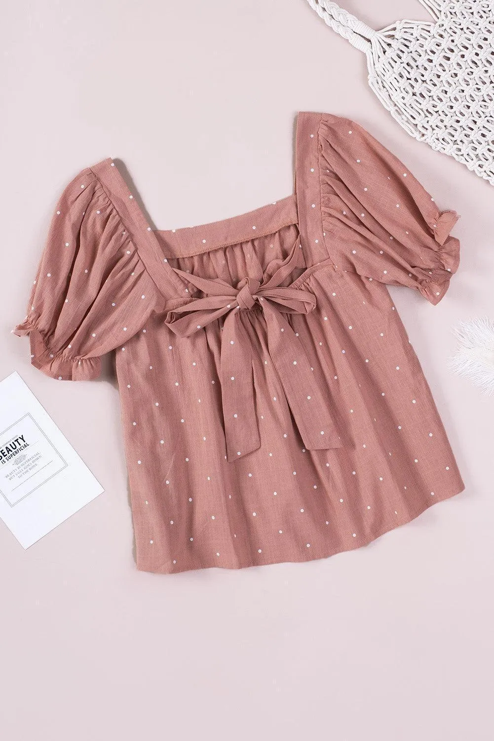 Picture Perfect Square Neck Tie Back Blouse