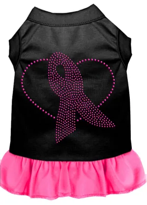 Pink Ribbon Rhinestone Dress Black With Bright Pink Xxxl