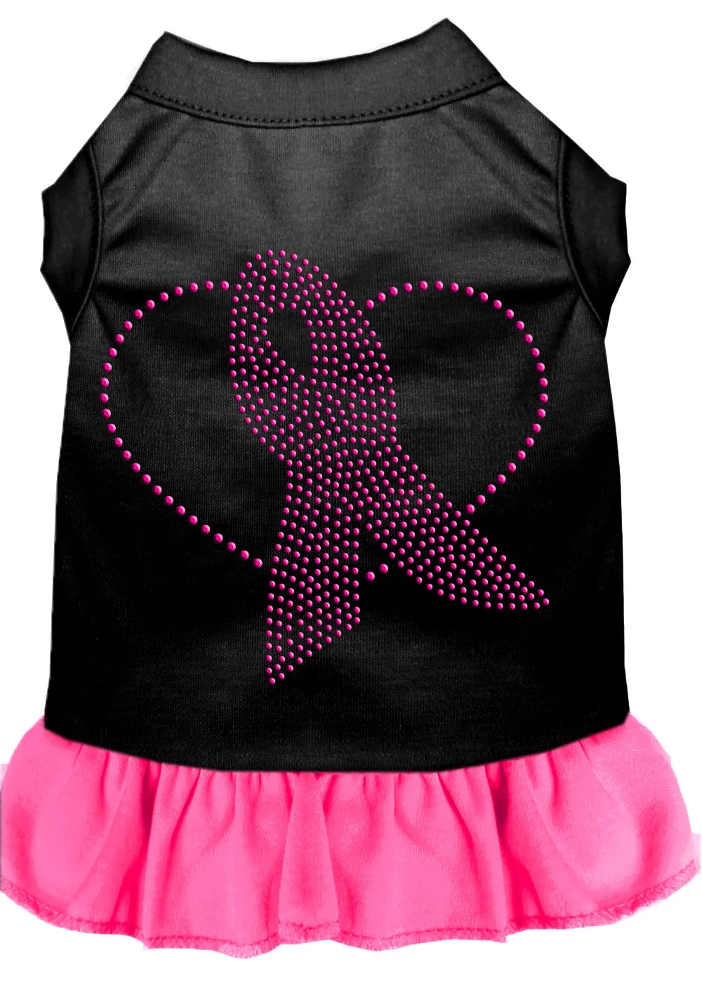 Pink Ribbon Rhinestone Dress Black With Bright Pink Xxxl