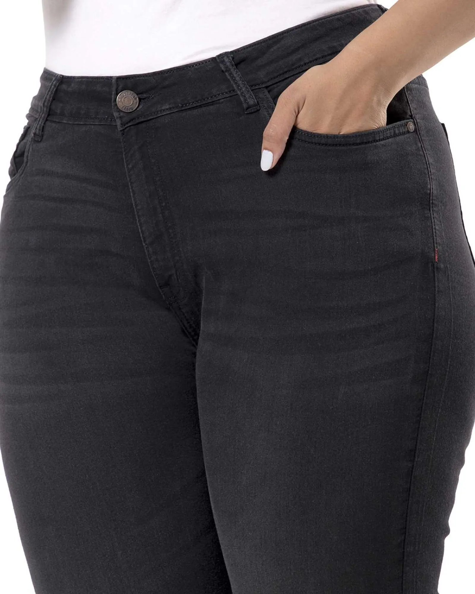 PLUS SIZE WOMEN SOLID CASUAL BLACK JEANS | Black