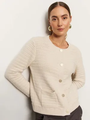 Pointelle Knitted Jacket -  Oat