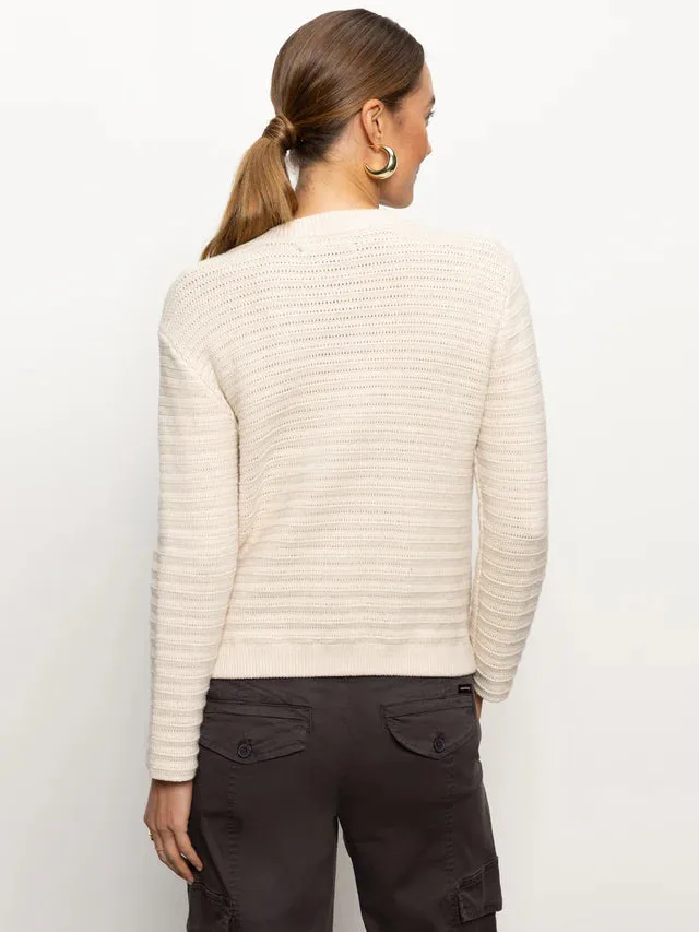Pointelle Knitted Jacket -  Oat