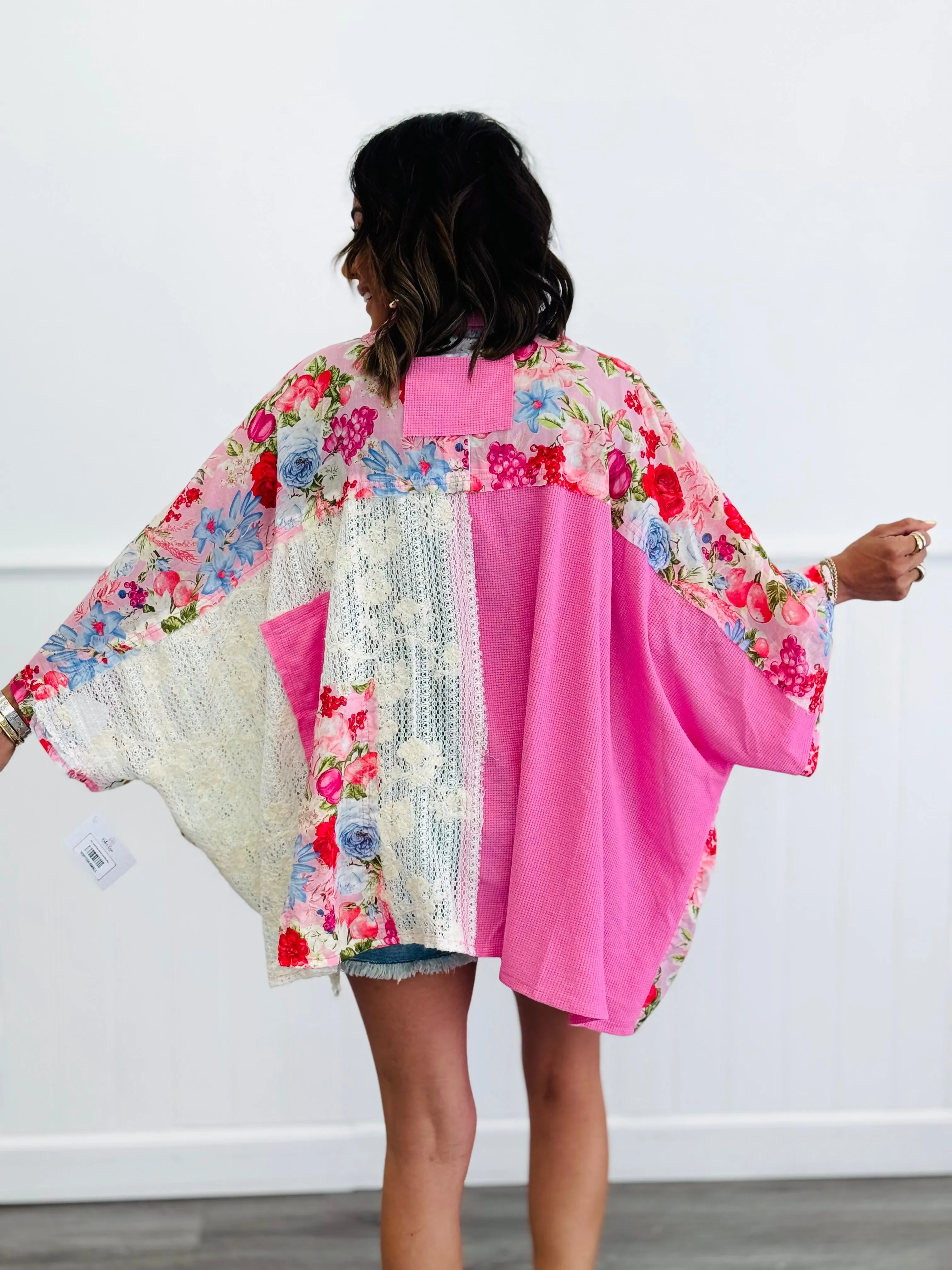 POL Candy Pink Contrast Lace Shirt (Reg.)