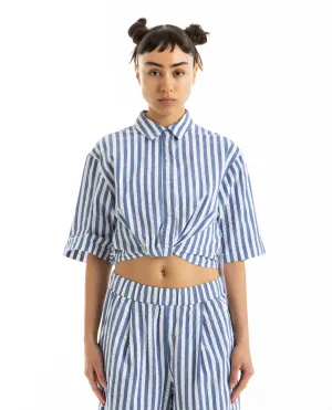 Puckered Stripe S/S Cropped