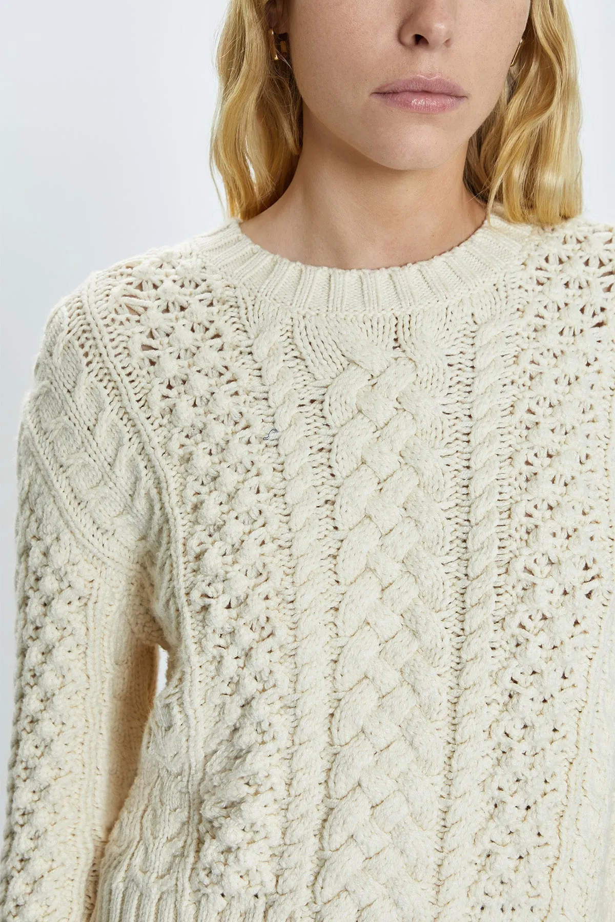 Quinn Shrunken Fisherman Sweater - Ivory