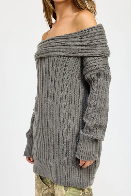 Rachel Off The Shoulder Oversized Sweater Top