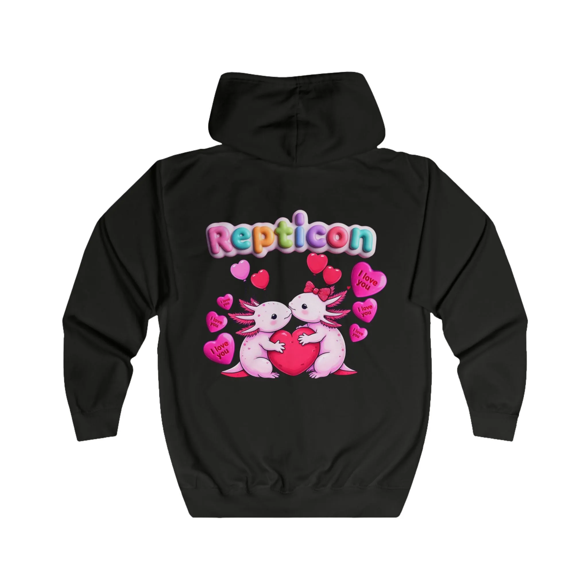 Repticon Unisex Full Zip Hoodie w/ Valentine Axolotls