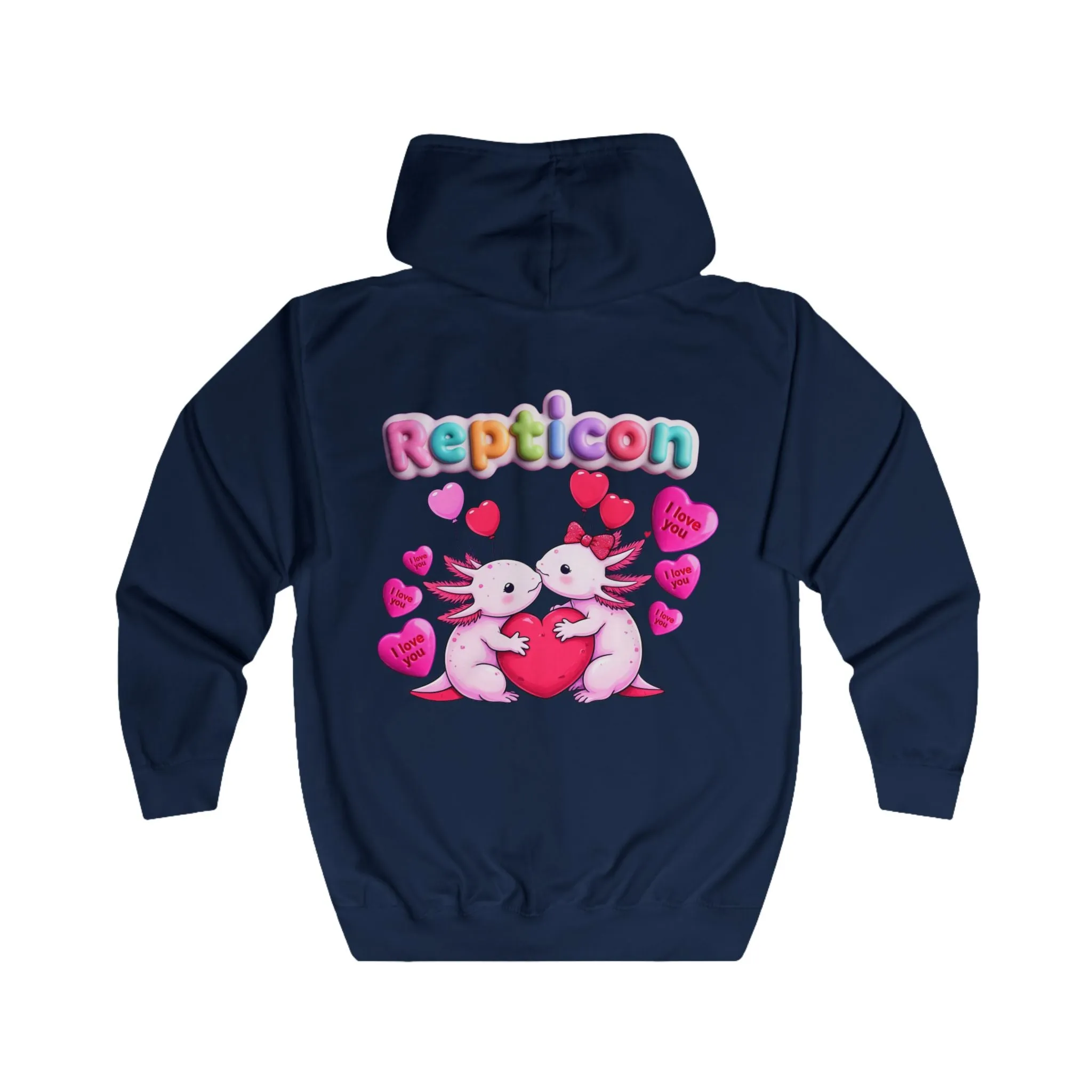 Repticon Unisex Full Zip Hoodie w/ Valentine Axolotls