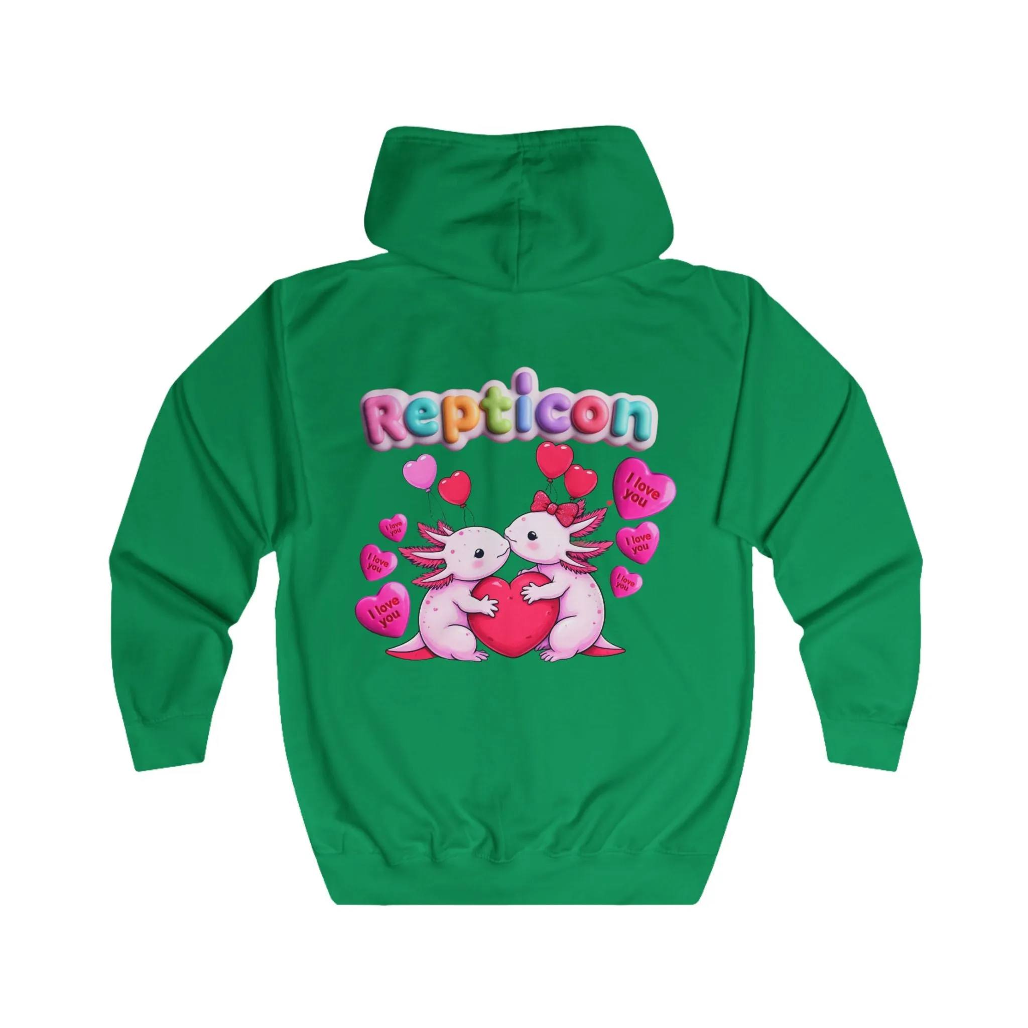 Repticon Unisex Full Zip Hoodie w/ Valentine Axolotls