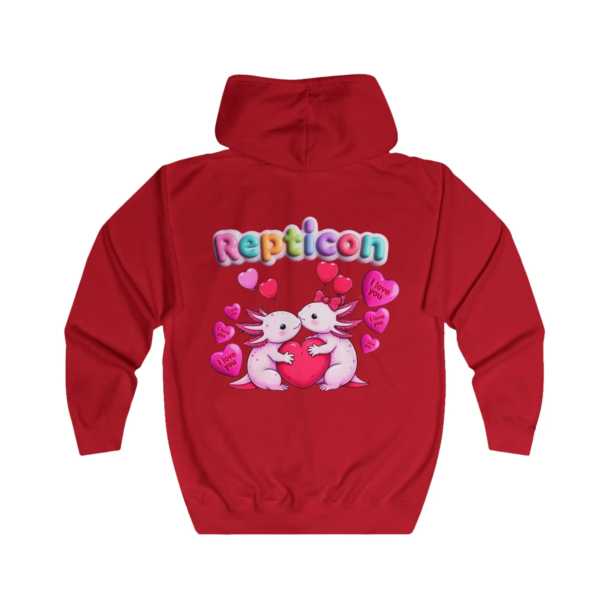 Repticon Unisex Full Zip Hoodie w/ Valentine Axolotls