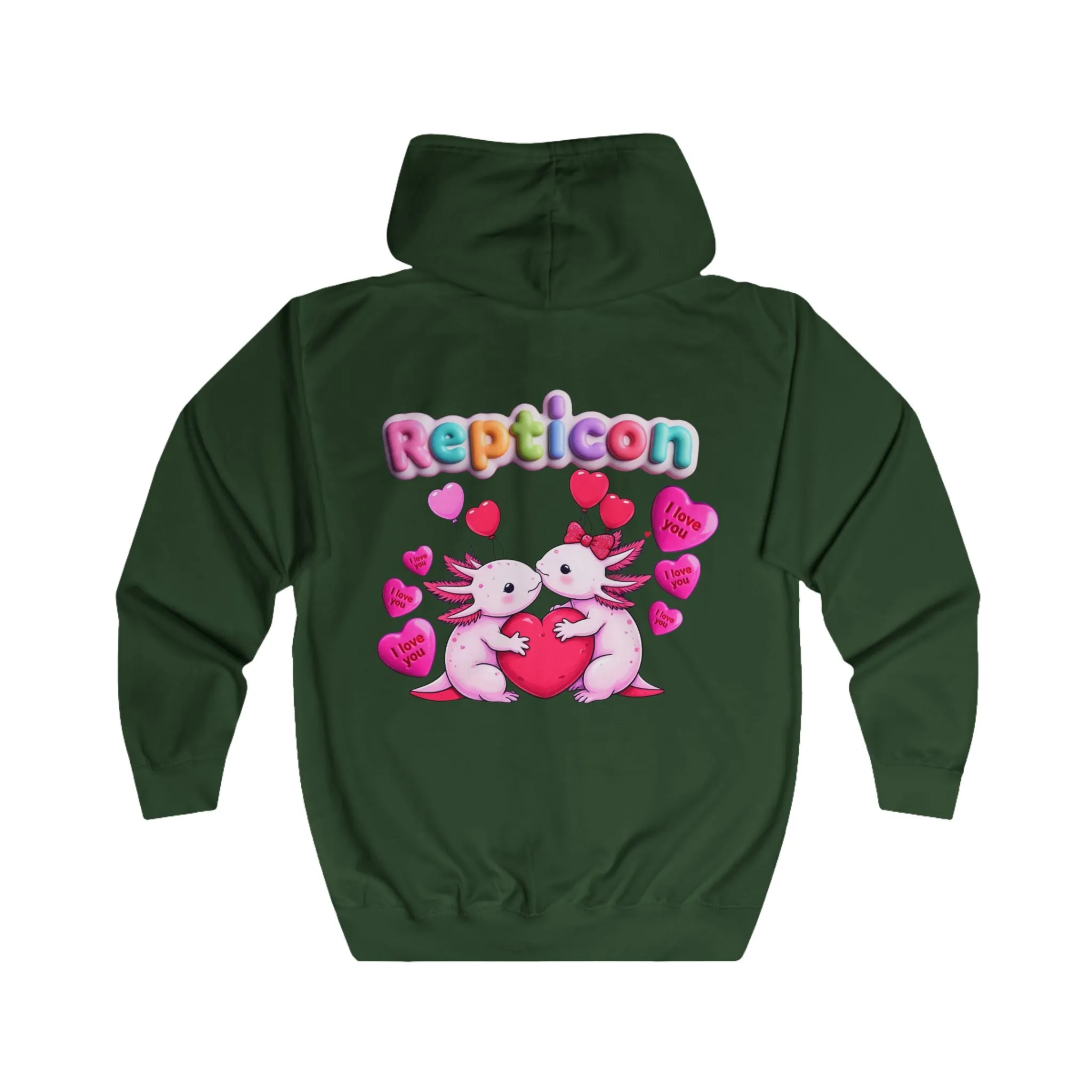 Repticon Unisex Full Zip Hoodie w/ Valentine Axolotls